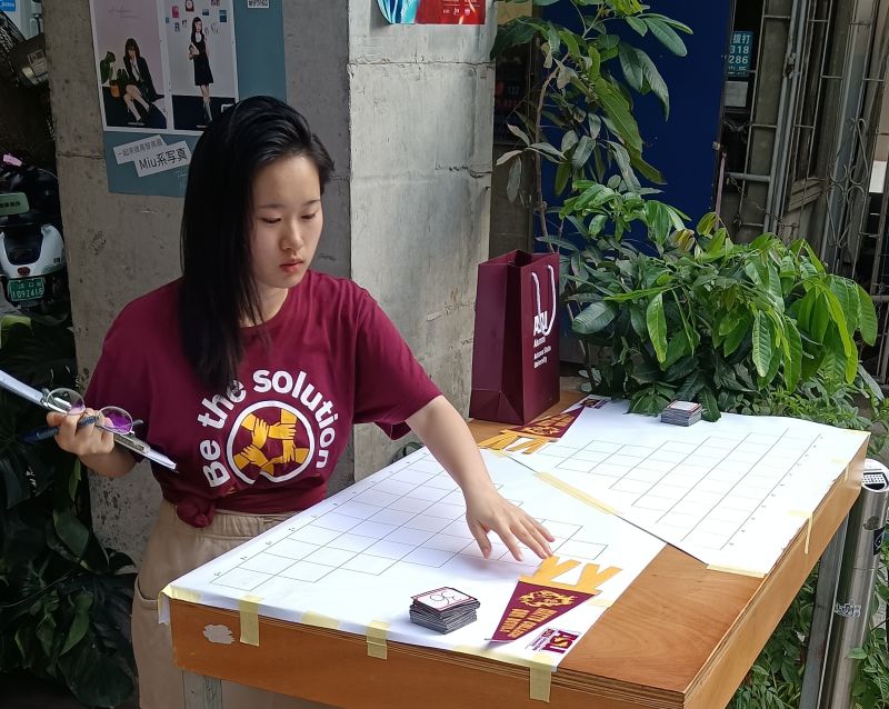 Student at research table