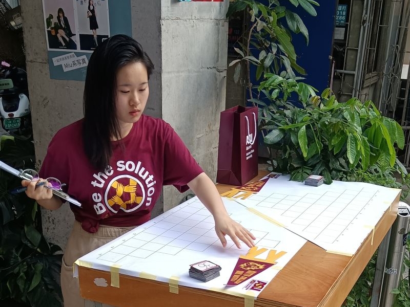 Student at research table